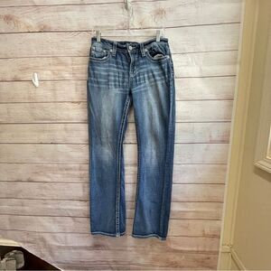 MISS ME MIDRISE BOOT CUT JEANS WITH ANGEL WING POCKETS